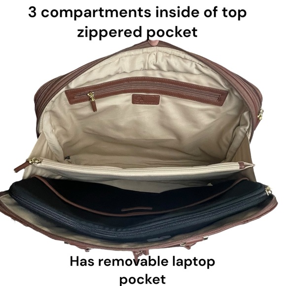 NWOT Levenger Womens Brown Leather Structured Messenger Briefbag w Laptop Case - Picture 6 of 16